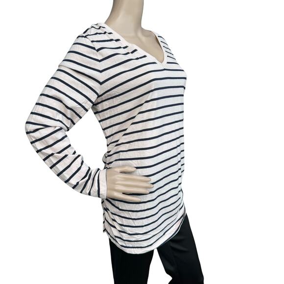 NEW Isabel Maternity Tee Pink & Navy Stripes, V-Neck, Long Sleeve, Size M - Picture 3 of 5